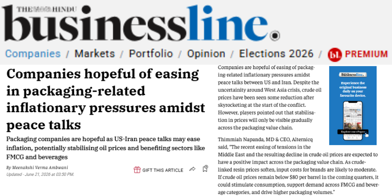 Peace talks may reduce packaging inflation pressures for companies.
